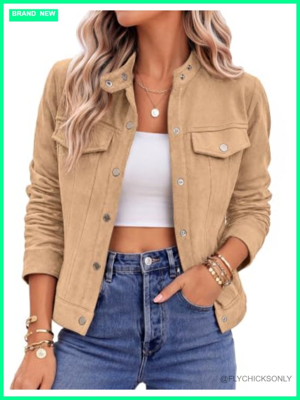 Faux Suede Cropped Jacket Women Trendy Fall Shacket Button Down Collar